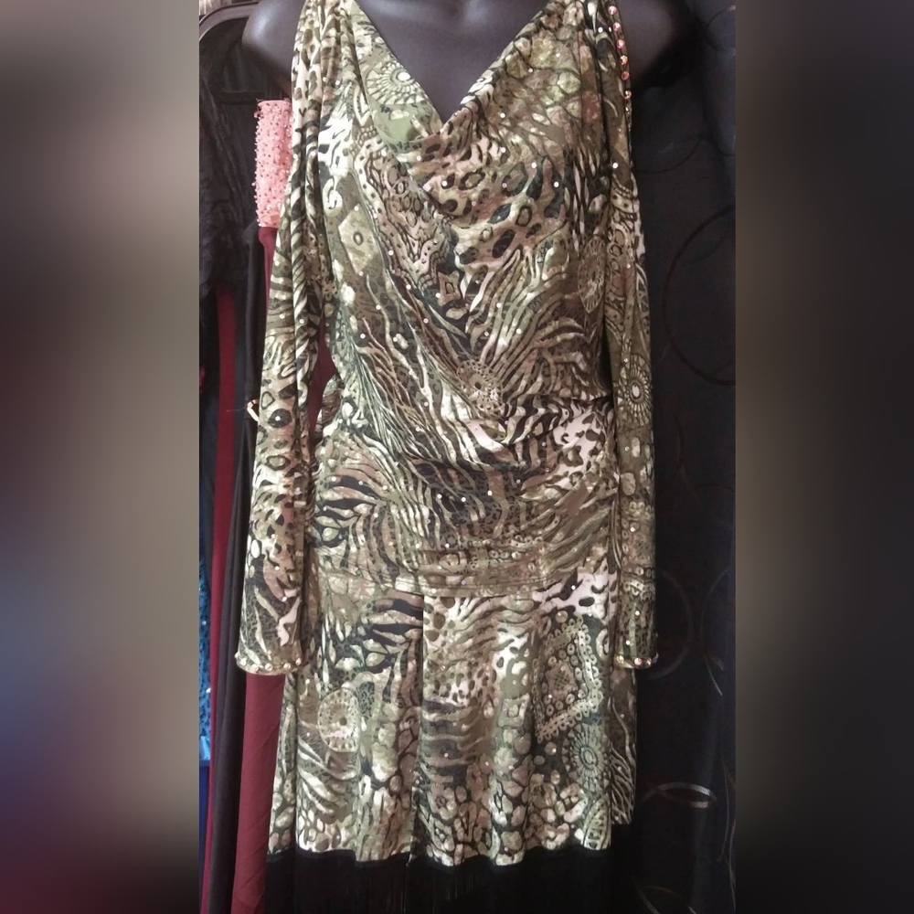 Olive animal print two piece set